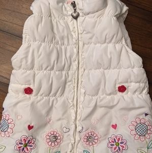 Kids Headquarters White Embroidered Puffer Vest